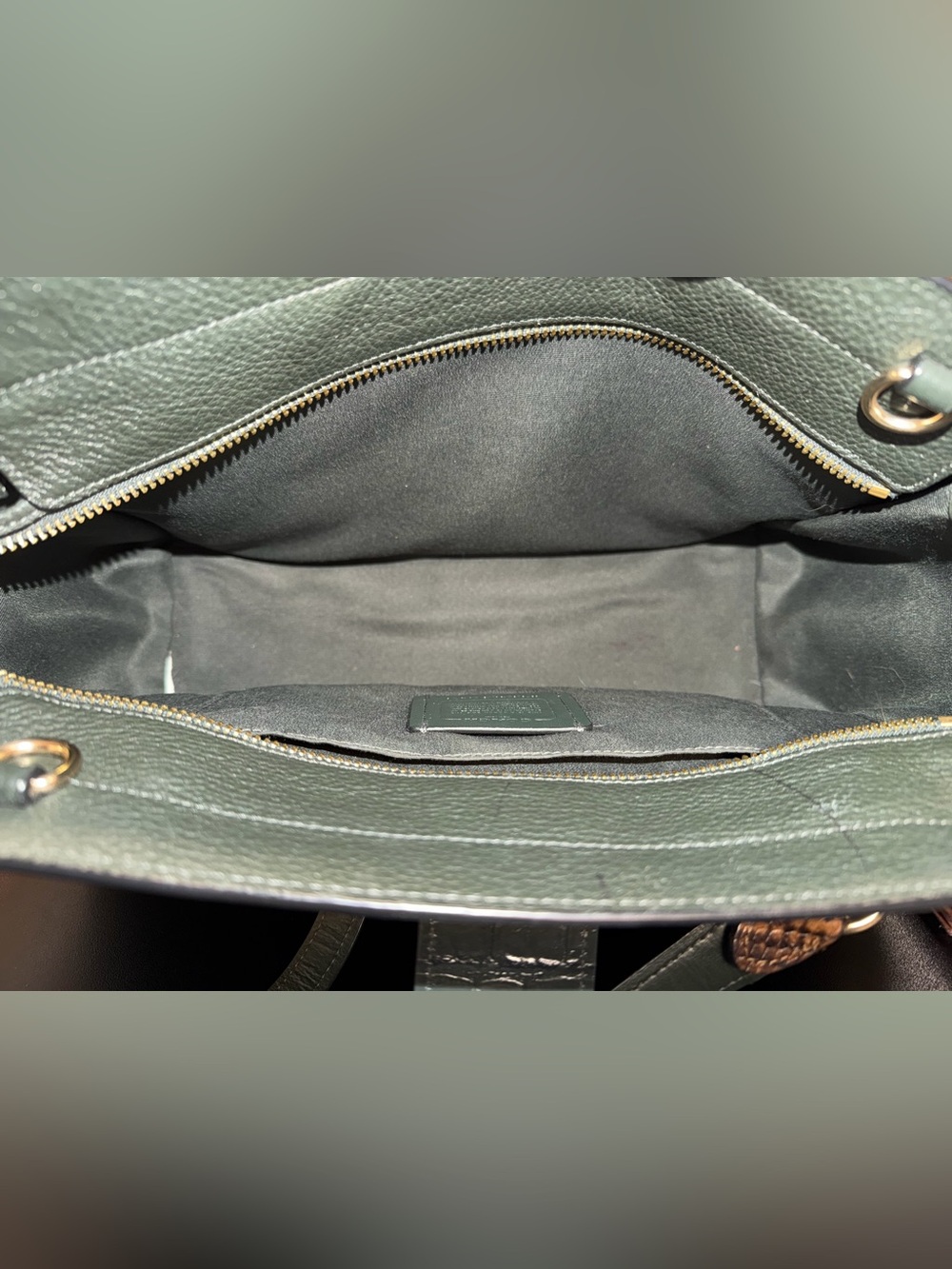 Coach Avary Carryall Embossed Leather Satchel Bag Purse Ivy Green - Picture 13 of 16